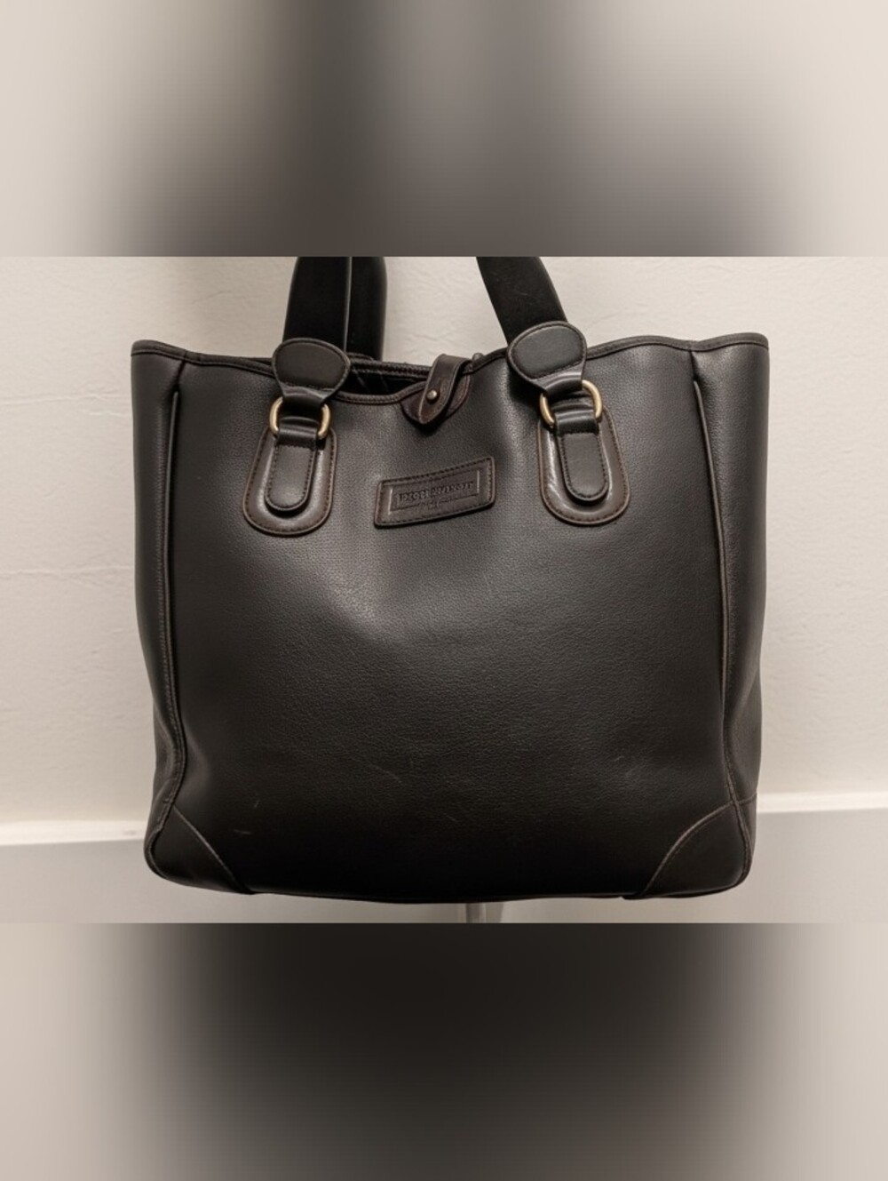 Vintage Mulholland Brothers Black Leather Carryall/ Travel Bag